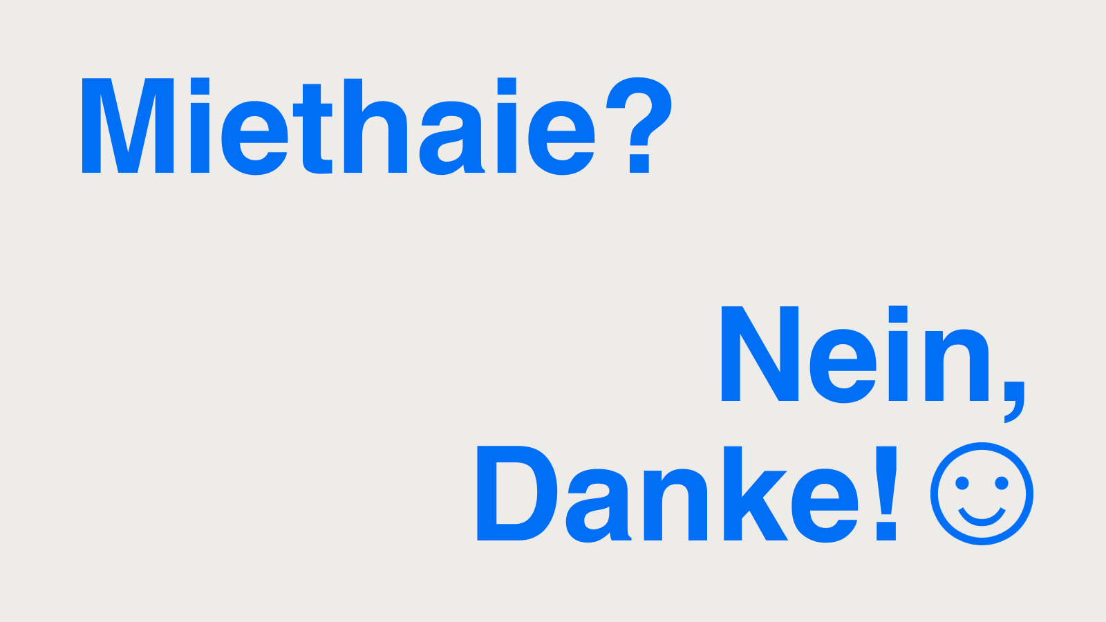 image of flyer with the text "miethaie? nein, danke!"