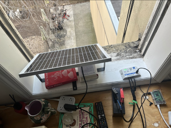 solar panel powering a raspberry pi